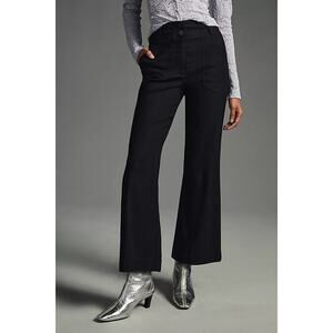 Anthropologie Maeve Womens Size 10 Black The Naomi Cropped Wide-Leg Flare Pants